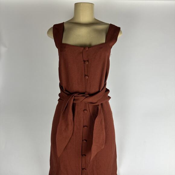 NANUSHKA RILEY BUTTON DOWN DRESS WITH FRINGE Size Small Red - Picture 5 of 13